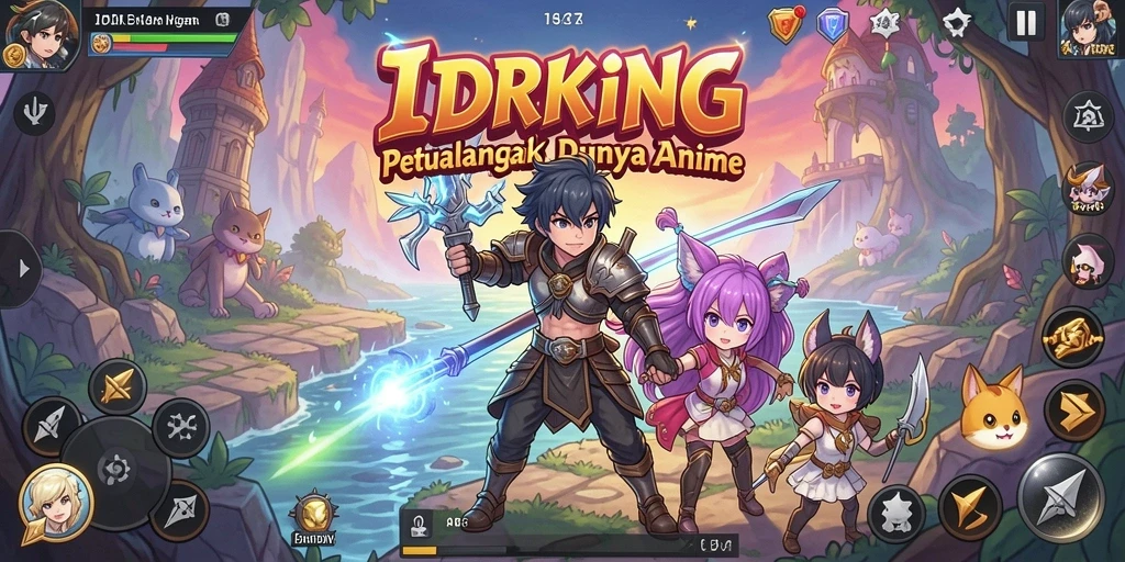 Tampilan gameplay <strong>IDRKING</strong> yang penuh aksi dan karakter anime menarik.