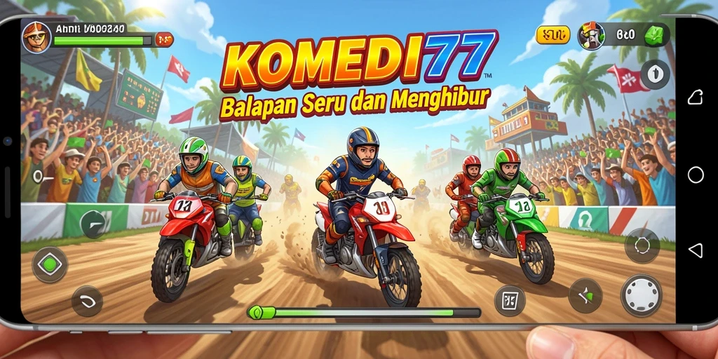 Gameplay Racing seru dengan elemen komedi yang menghibur.