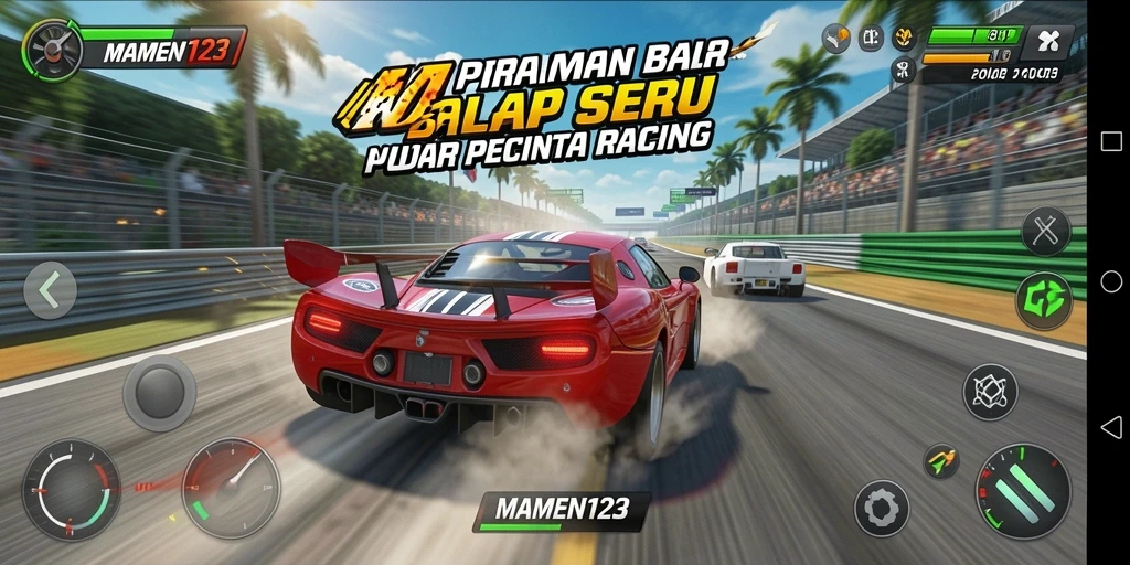 Gameplay seru balap mobil di MAMEN123 yang menantang.
