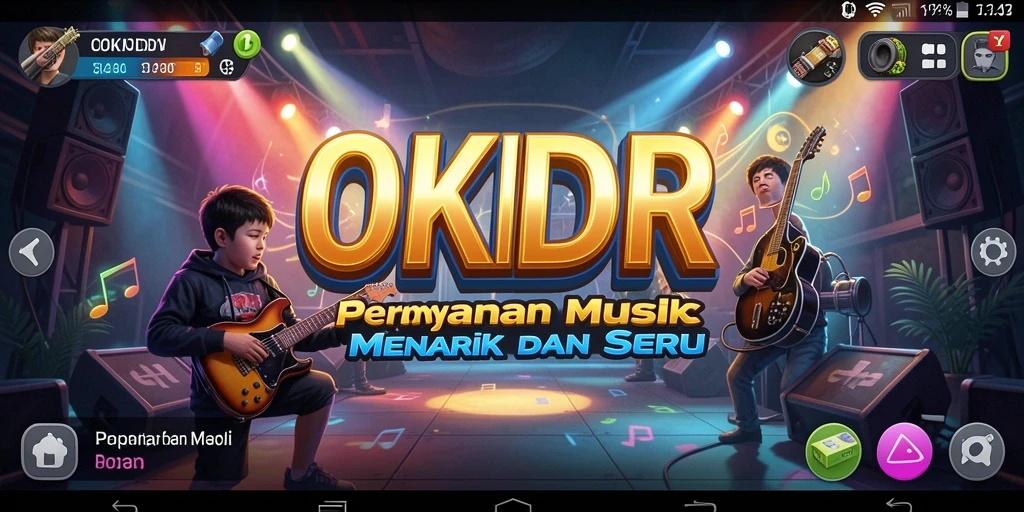 Screenshot gameplay OKIDR yang menunjukkan pengalaman bermain musik yang menyenangkan.