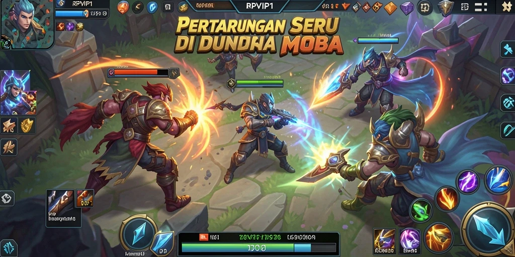 Tampilkan aksi seru dan strategi dalam permainan MOBA RPVIP1.