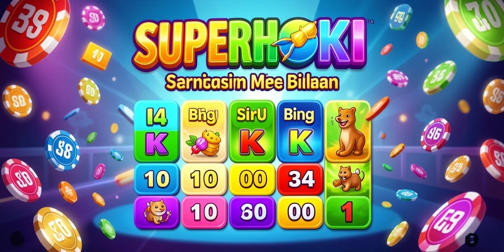 Tampilan gameplay mengasyikkan dalam permainan Bingo SUPERHOKI.