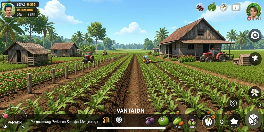 Tangkapan layar gameplay <strong>VANTAIDN</strong> menampilkan aktivitas bertani yang mendebarkan.