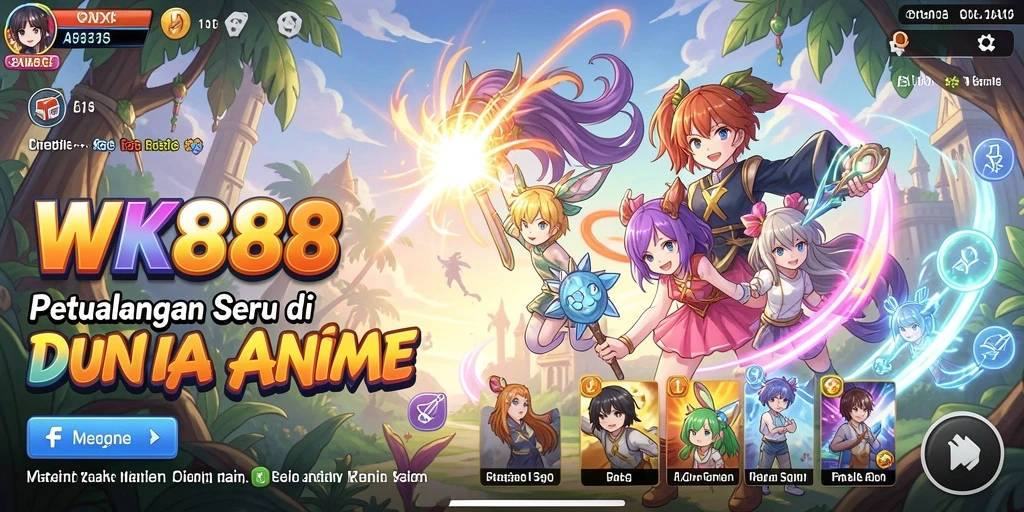 Tampilan gameplay seru dari <strong>WK888</strong> dengan karakter anime yang menarik.