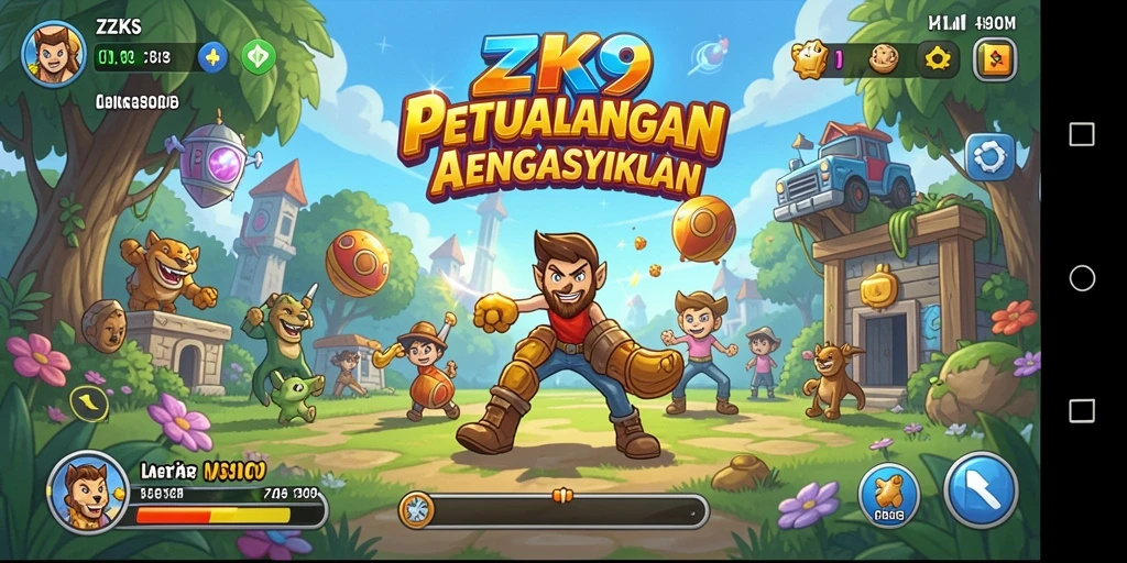 Tampilan gameplay ZK9 yang penuh warna dan menarik.